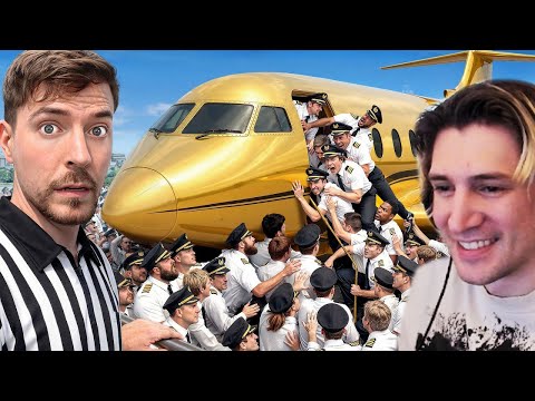 100 Pilots Fight For A Private Jet | xQc Reacts to MrBeast