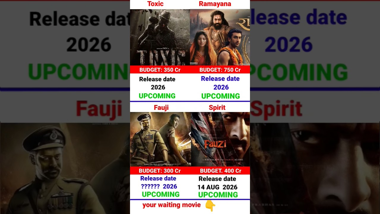 Rocking Star Yash vs Prabhas Top 4 Upcoming Movies 2026-2027 | Toxic | Ramayana | Spirit #shortsfeed