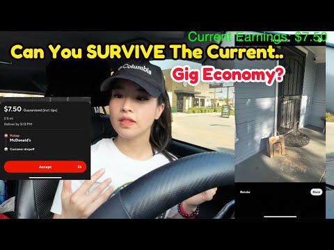 Can You SURVIVE The Current GIG ECONOMY? Uber Eats Ride Along Door Dash Night Time Shop And Pay!