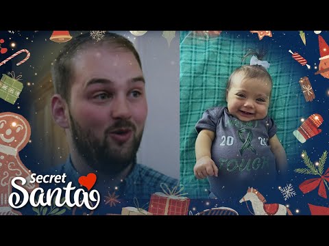 His baby girl just had a liver transplant. This dad is speechless opening a gift from a Secret Santa