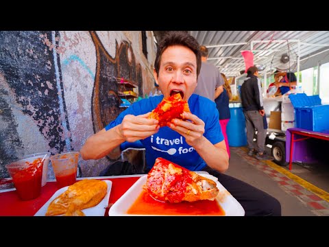 Mexican Street Food!! 🌶️ SPICY DROWNED SANDWICHES in Guadalajara, Mexico!!