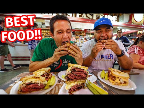 Reading Terminal Market FOOD TOUR – Huge PASTRAMI SANDWICH + Amish Breakfast in Philadelphia!!