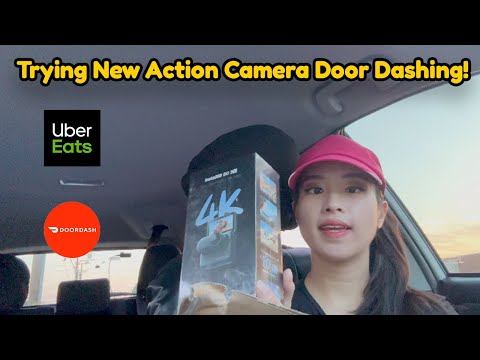 Trying My New Action Camera To Door Dash! Uber Eats Ride Along! Night Time Los Angeles Delivery