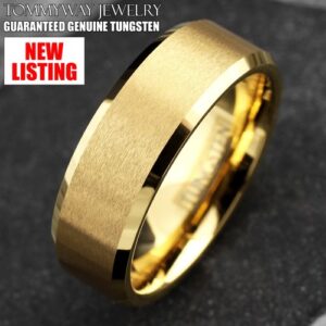 6/8mm Tungsten Carbide Men's Gold Plated Brushed Wedding Band Ring size 10